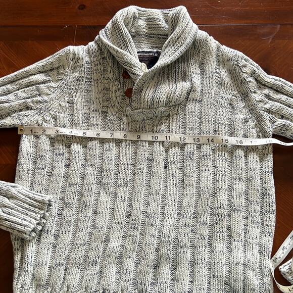 Springfield Mens Small Blue & White Cotton Knit Sweater Marled Pullover Y2K - Picture 6 of 7